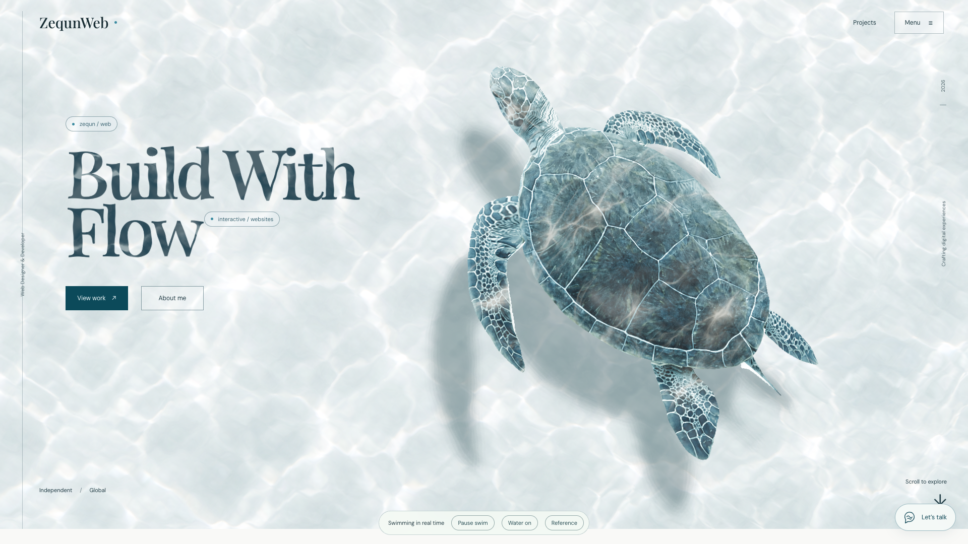 3D 海龜互動網站的海龜與水面預覽