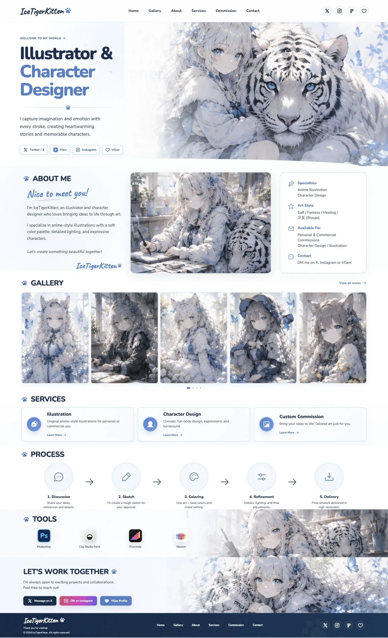 IceTigerKitten 插畫師與角色設計師作品集畫面