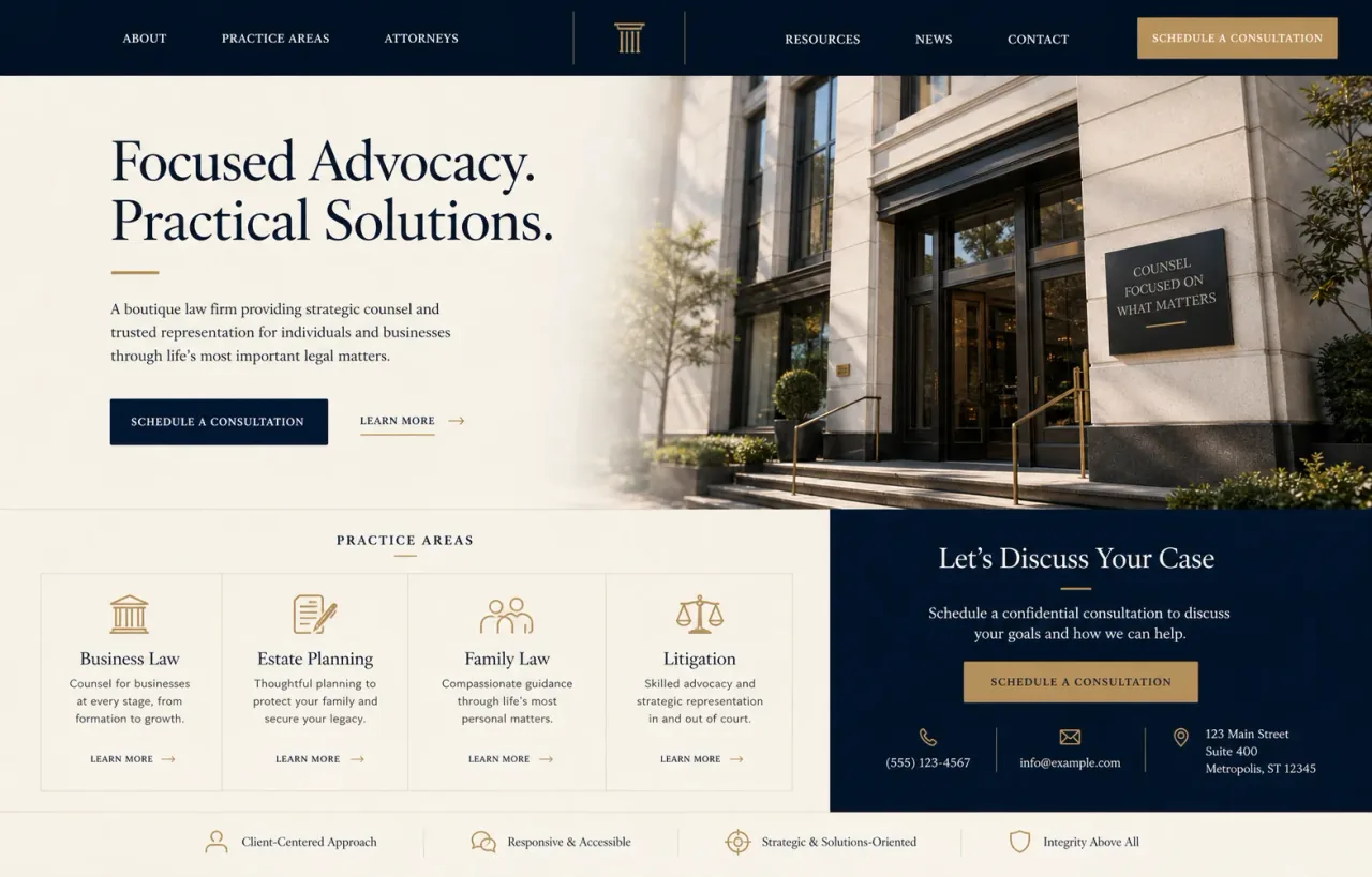 Small law firm website design concept preview