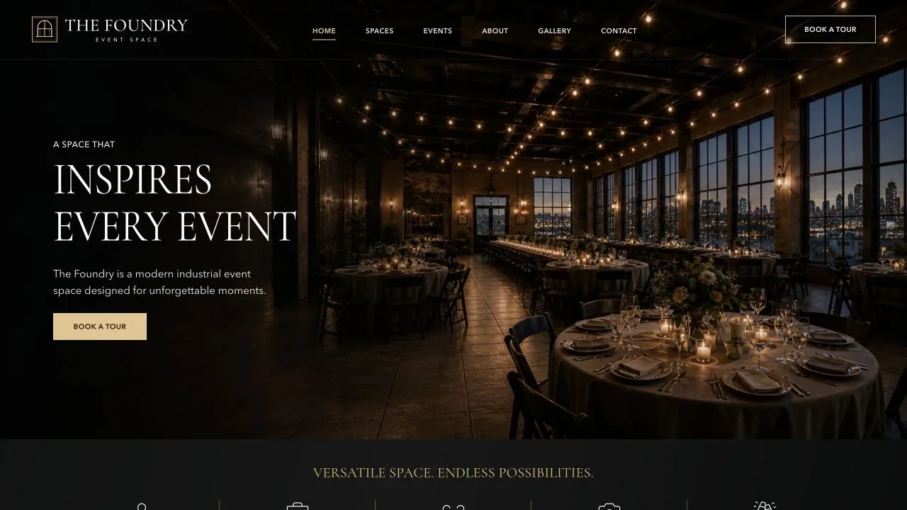 The Foundry event venue website concept