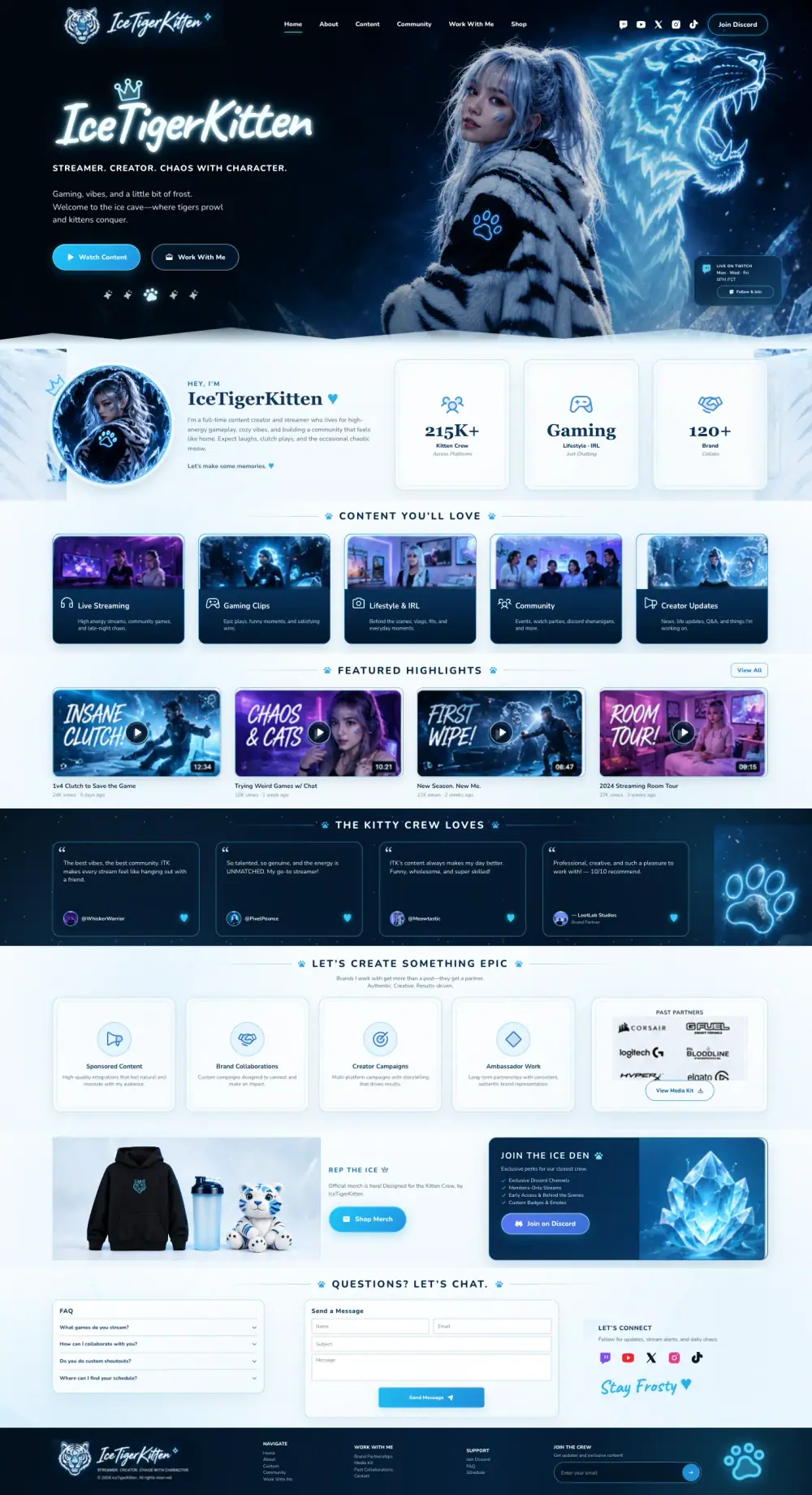 IceTigerKitten Creator Brand Site · Desktop · Captured 2026-10-22