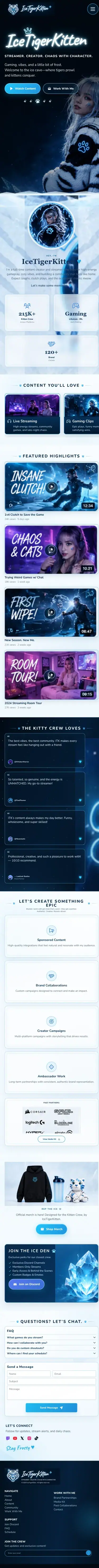 IceTigerKitten Creator Brand Site · Mobile · Captured 2026-10-22