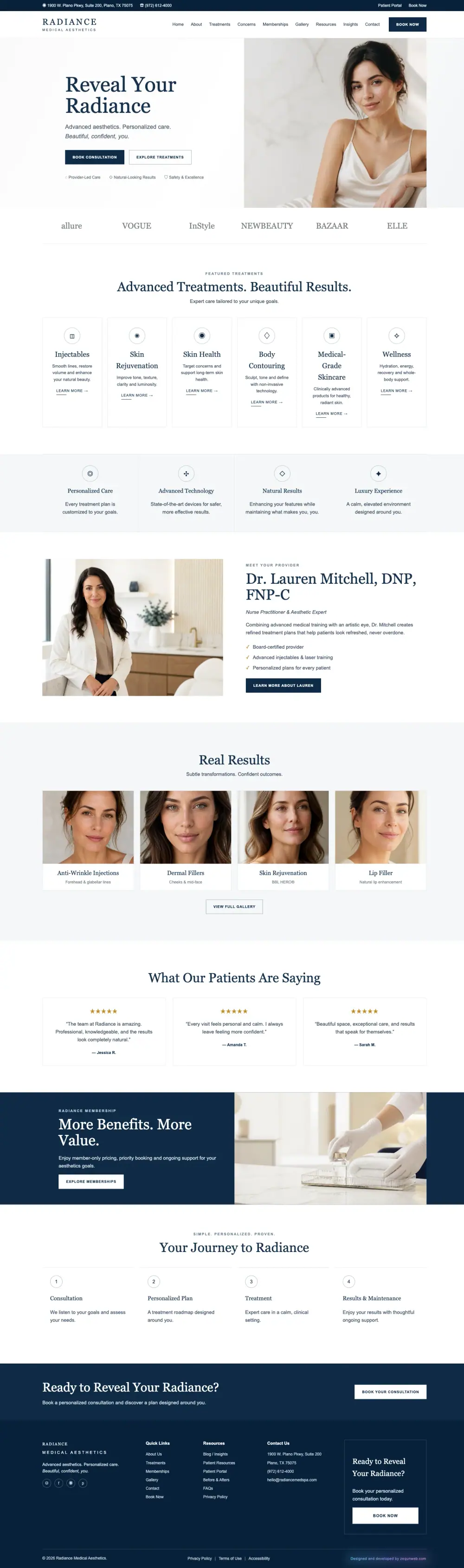 Radiance Medical Aesthetics · Desktop · Captured 2026-10-22