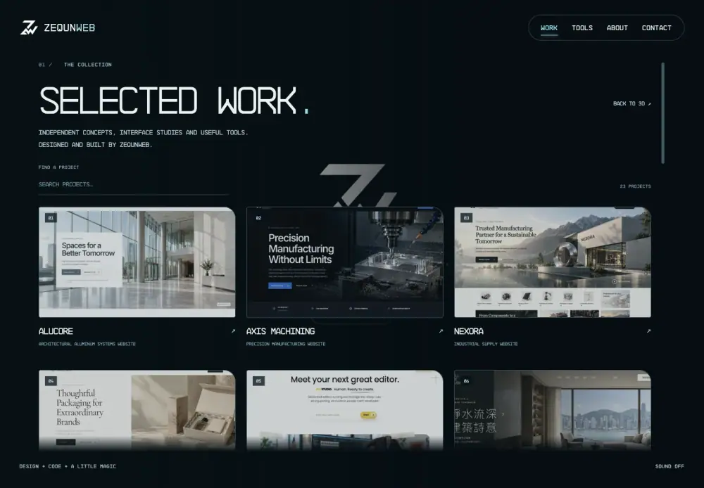 ZequnWeb Immersive Portfolio · Desktop · Captured 2026-10-22