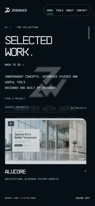 ZequnWeb Immersive Portfolio · Mobile · Captured 2026-10-22